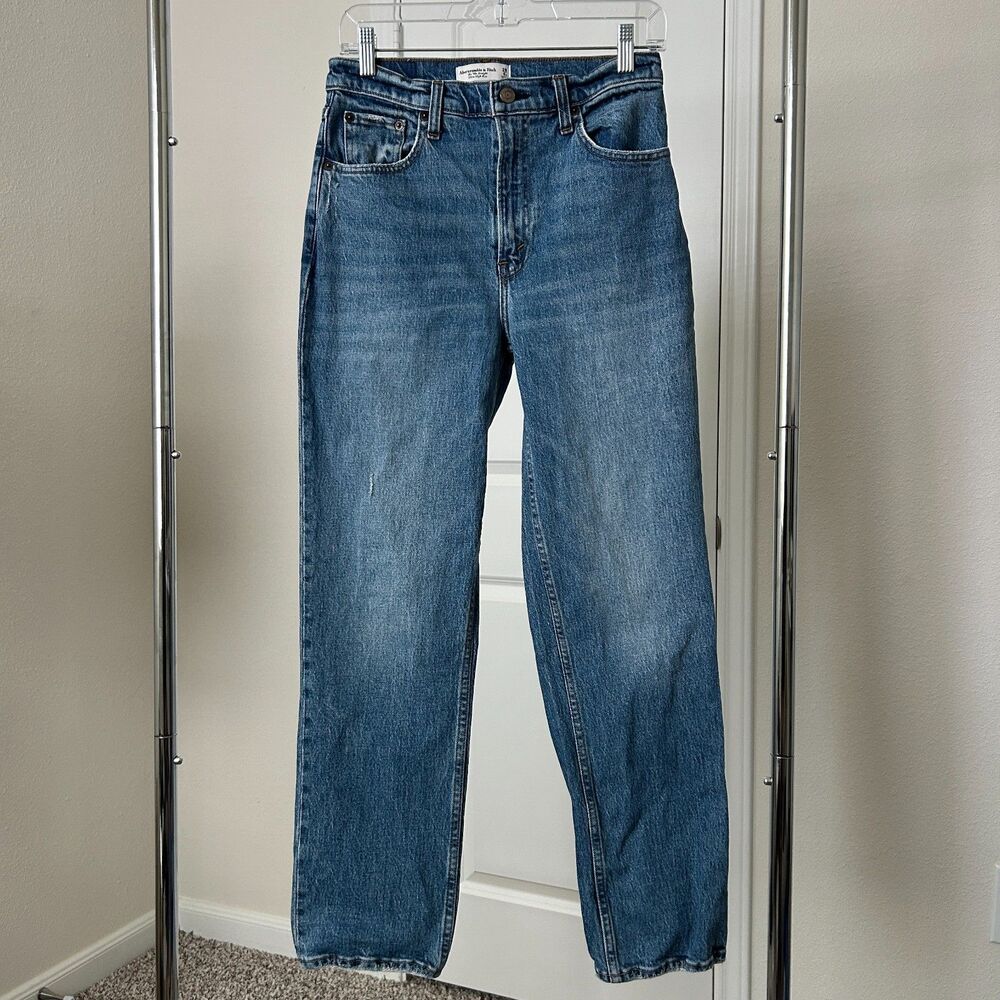 Abercrombie & Fitch Jeans Womens 28 6S Blue 90s Straight Distressed Ultra High